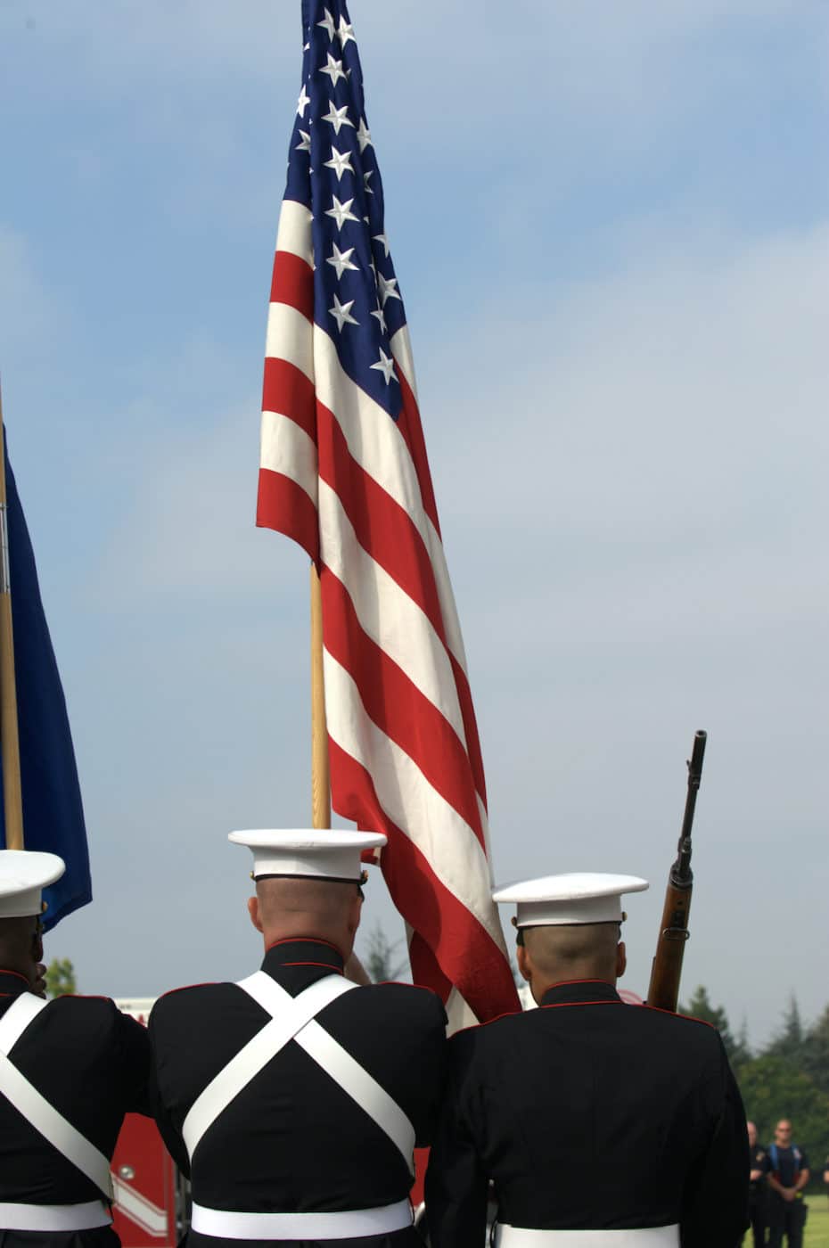 US military raising flag