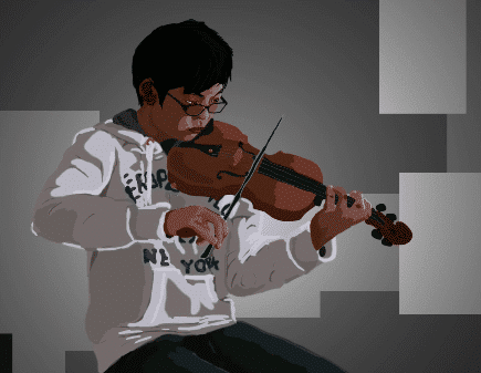 painting of young man playing violin